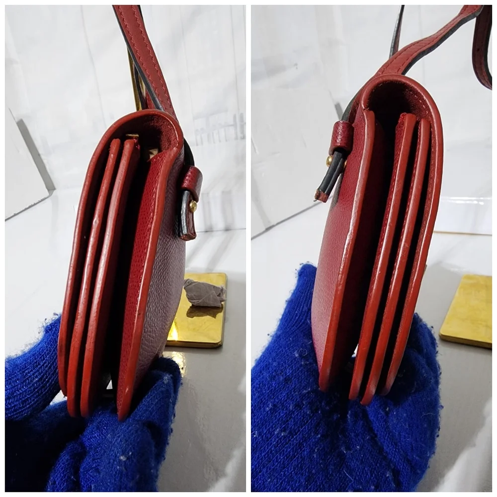 Celine Leather Strap Clutch Wine